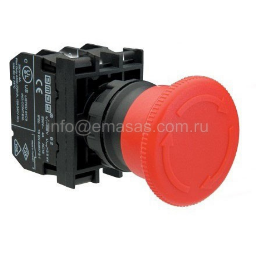 Emas B102E 1NK+1NA Çevirmeli 40 mm Kırmızı Acil Stop