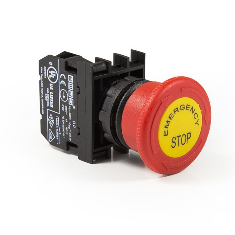 Emas B200EE 1NK Çevirmeli Etiketli 40 mm Kırmızı Acil Stop