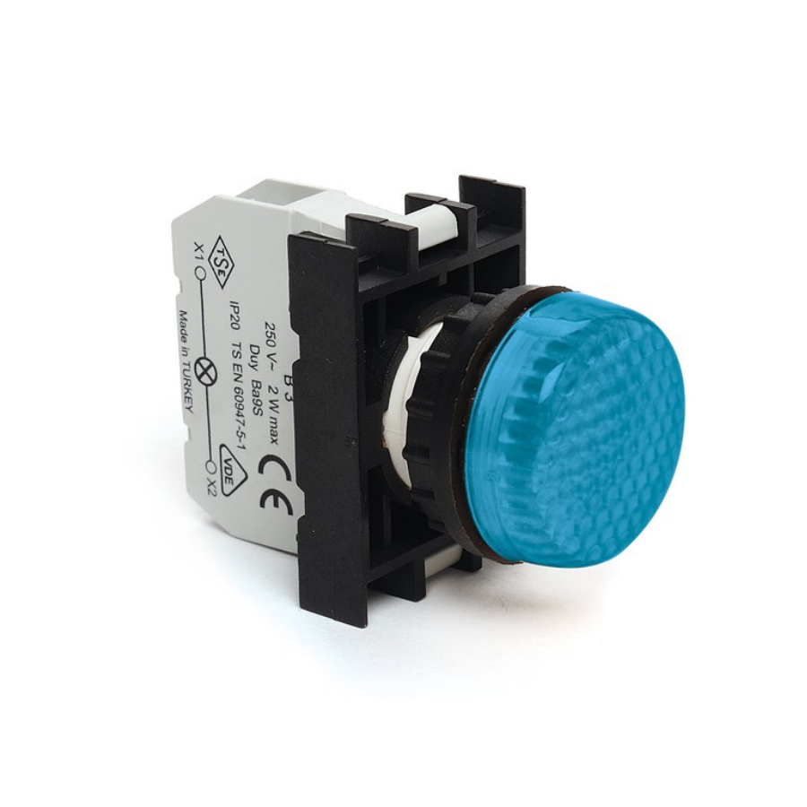 Emas B070XM 12-30V AC/DC Mavi 22 mm Led Sinyal Lambası