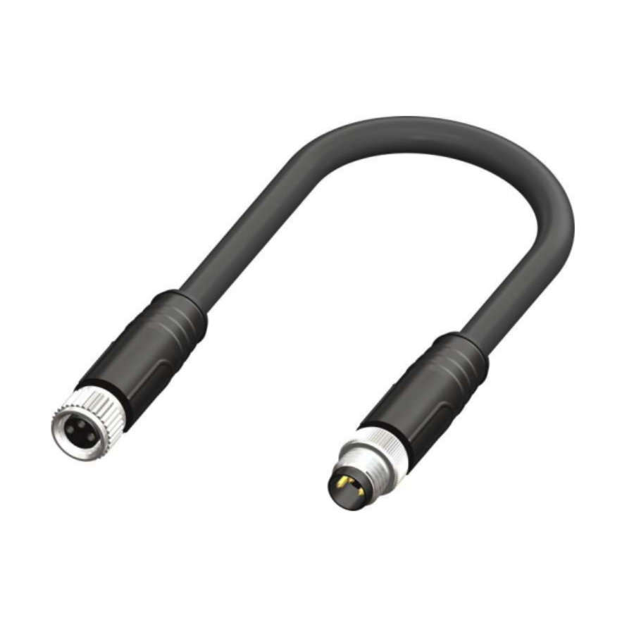 Katlax CDF08S3-M08S3-02BPVC 3 Pin M8 Çift Tarafı Konnektörlü PVC Kablo 2M