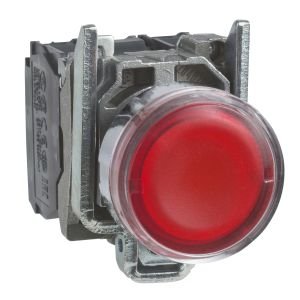 Schneider XB4BW3465 kırmızı sıva altı eksiksiz ışıklı Buton Ø22 yaylı dönüş 1NA+1NK <=250V