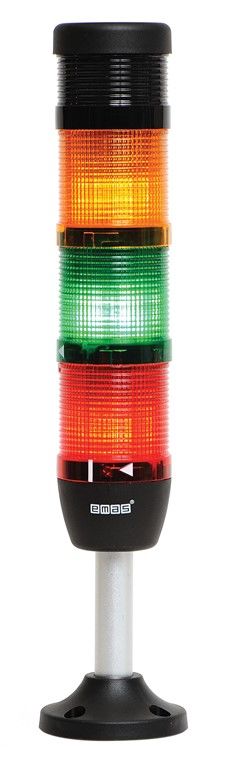Emas IK53F024ZM03 IK Serisi Dört Katlı 24V AC/DC Buzzerlı Flaşör 100mm Borulu Plastik Ayaklı LED Kolon 50mm