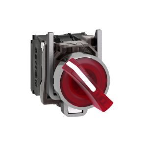 Schneider XB4BK124B5 Kırmızı Işıklı Mandal Buton Ø22 2 Konumlu Sabit 1NA+1NK 24V
