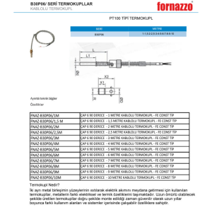 Fornazzo FNAZ-B30P06/10M Çap 6 90 Derece 10M Kablolu Fe Const Tip Termokupl