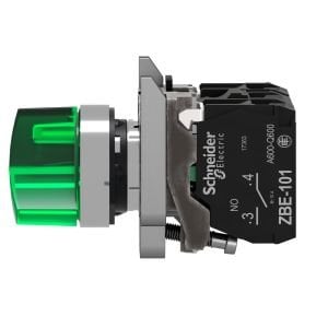 Schneider XB4BK123M5 Yeşil Işıklı Mandal Buton Ø22 2 Konumlu Sabit 1NA+1NK 230V