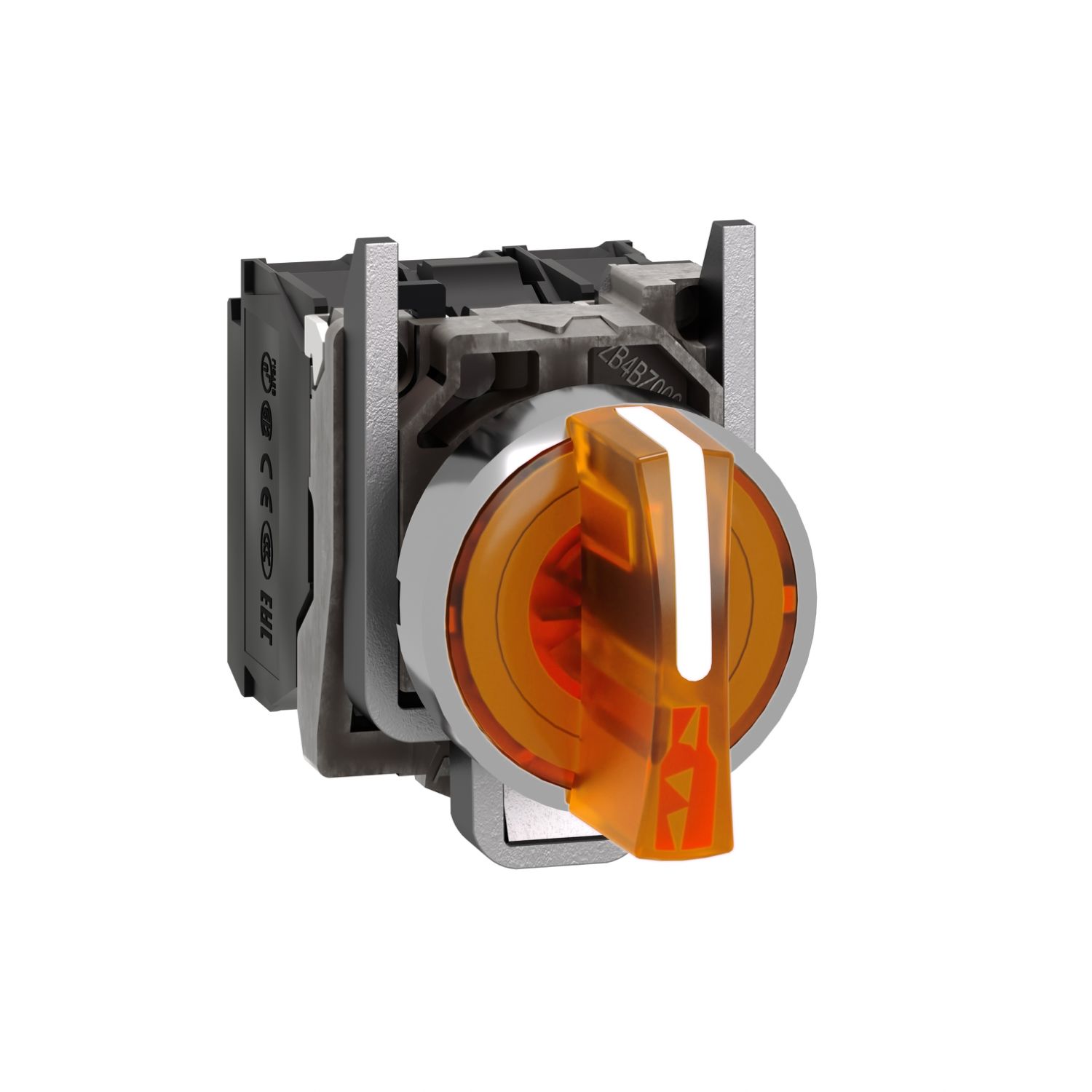 Schneider XB4BK125M5 Turuncu Işıklı Mandal Buton Ø22 2 Konumlu Sabit 1NA+1NK 230V