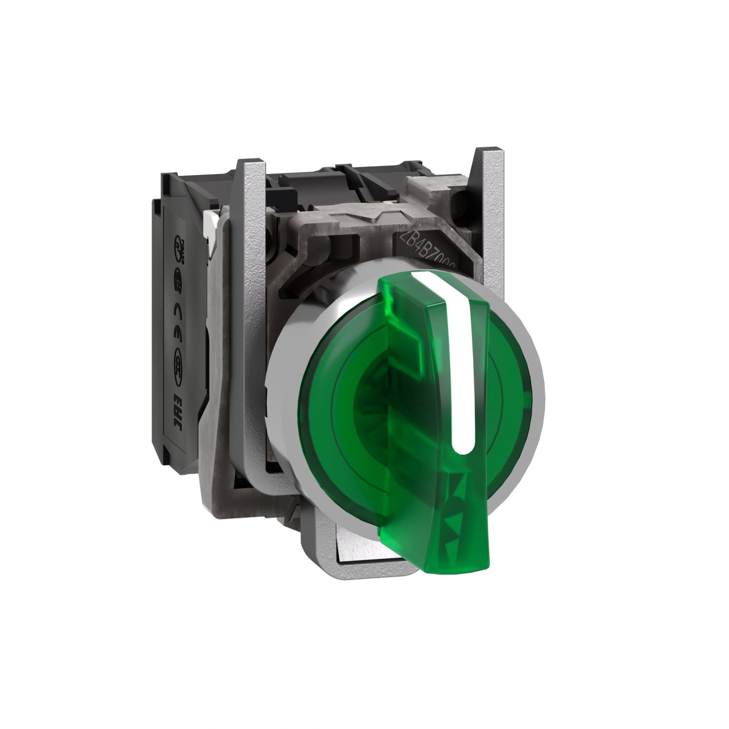 Schneider XB4BK133B5 Yeşil Işıklı Mandal Buton Ø22 3 Konumlu Sabit 1NA+1NK 24V
