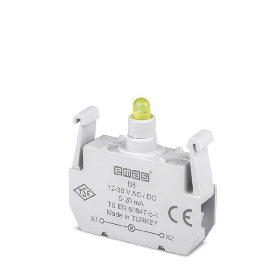 Emas B8 Yedek LED'li 12-30V AC/DC Sarı Sinyal Blok