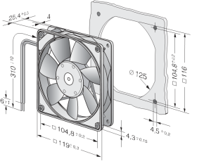 Ebmpapst 4414 F 24VDC 119 x 119 x 25 mm Aksiyel Kompakt Fan