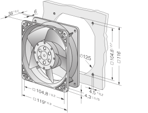 Ebmpapst 4650 N 220VAC 119 x 119 x 38 mm Aksiyel Kompakt Fan