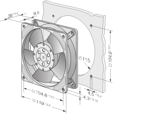 Ebmpapst 4650 Z 230VAC 119 x 119 x 38 mm Aksiyel Kompakt Fan