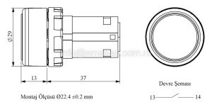 Emas MB100DM MB Serisi Plastik 1NO Yaylı Düz Mavi 22 mm Buton